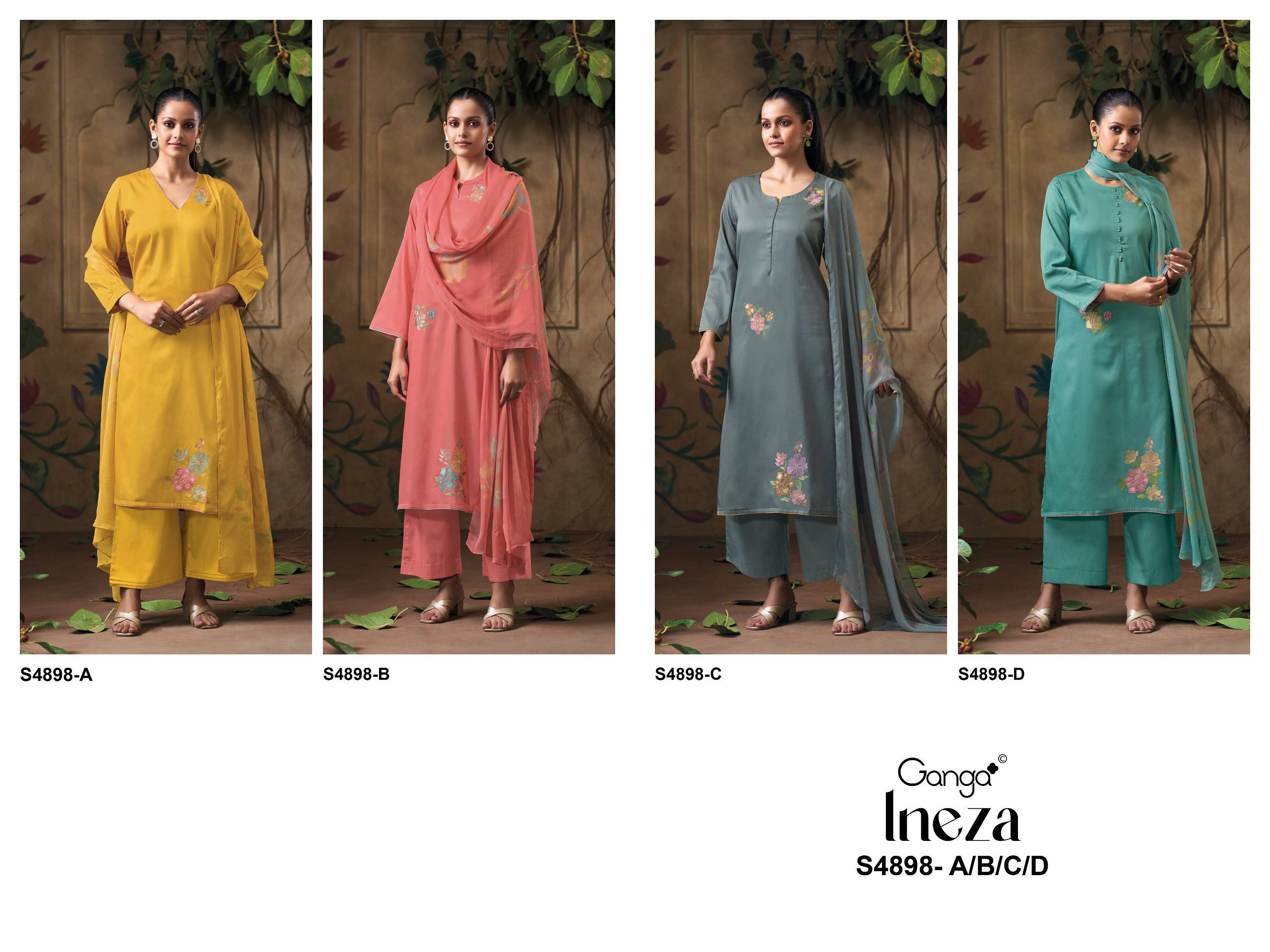 INEZA 4898 Series BY GANGAFASHION Stylish Beautiful Colourful COTTON SATIN Dresses At Wholesale Price
